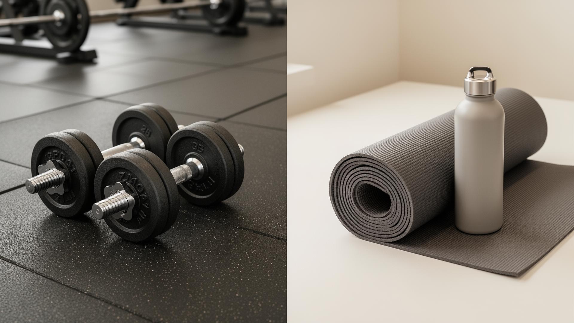 Comparison of gym equipment and yoga essentials for weight loss