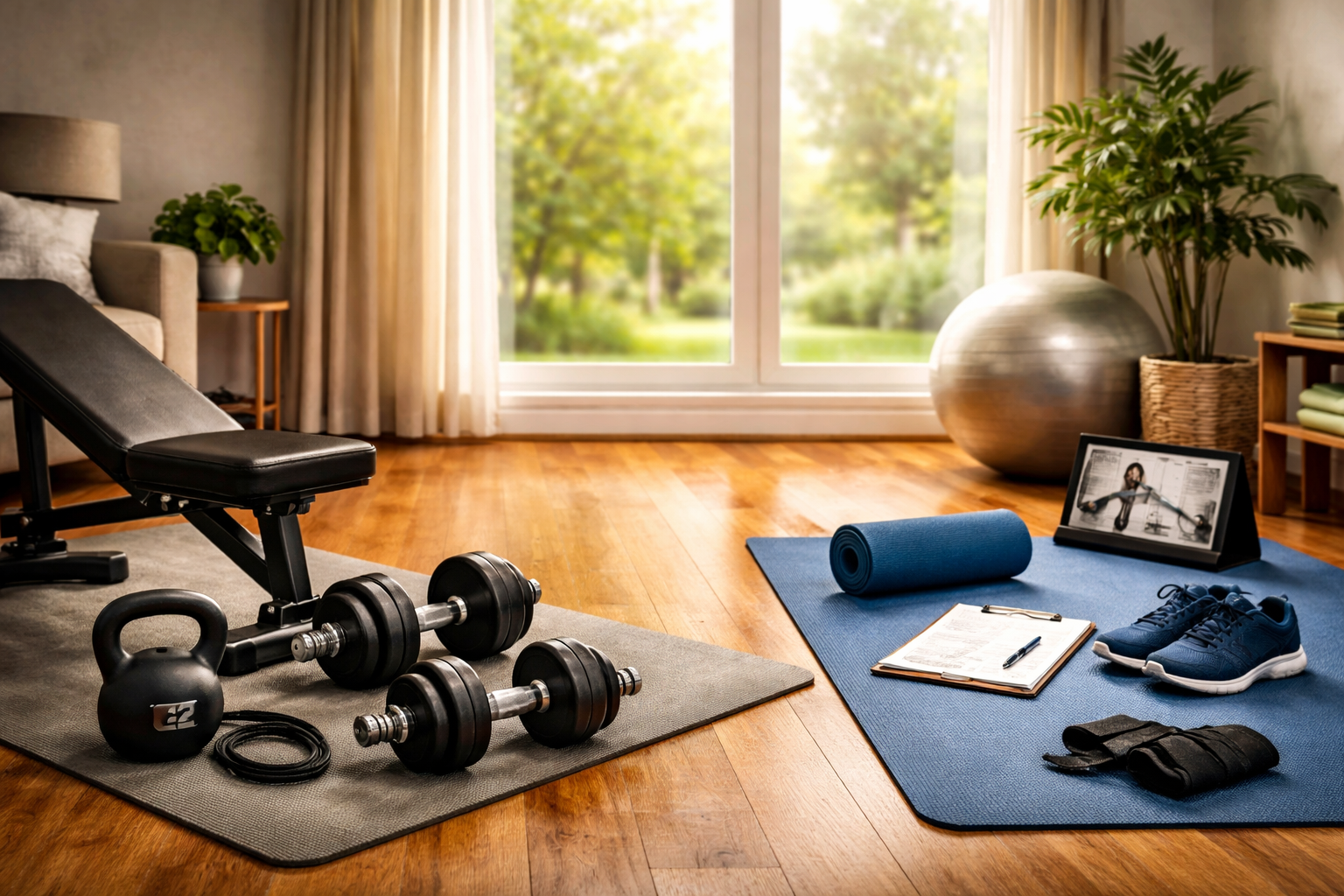 Home workout setup for weight training